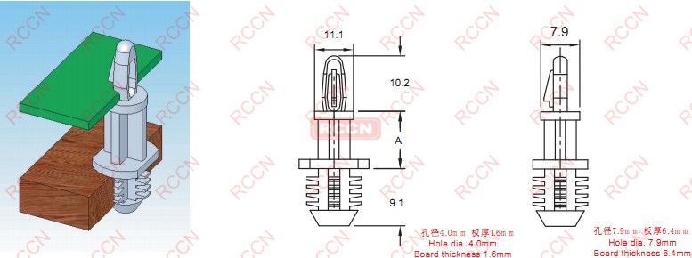 RCCN BS8 PC Blind Hole Mount Circuit Board Supports